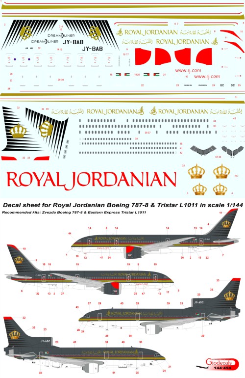 Royal Jordanian Boeing 787-8 / Tristar L1011