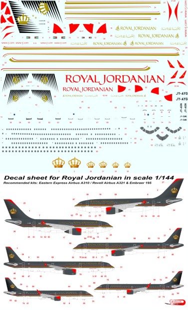 Royal Jordanmian Airbus A310 / Airbus A321 / Embraer 195