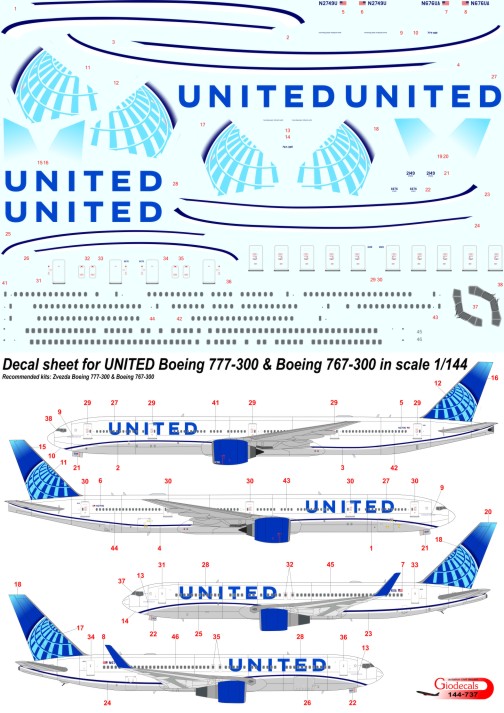United Airlines Boeing 777-300 & Boeing 767-300