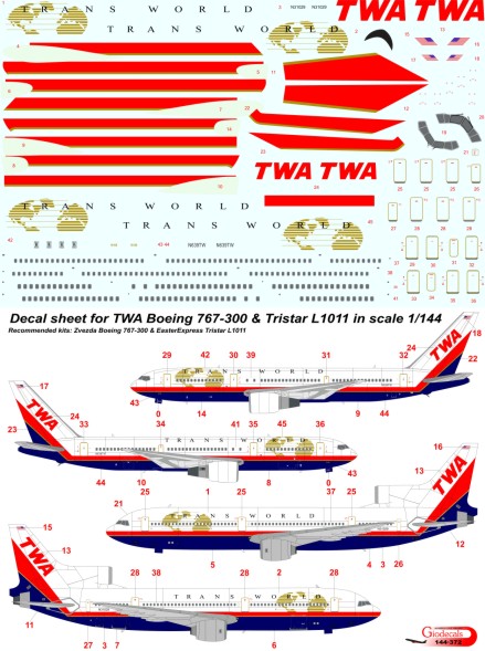 TWA Airlines Boeing 767-300 / Tristar L1011