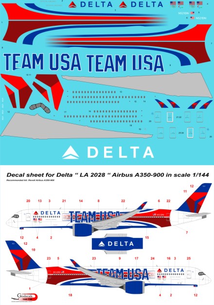  Delta Airlines Airbus A350-900 " TEAM USA 1 " 
