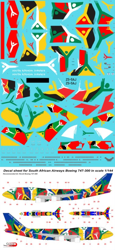 South African Airways " ndizani " Boeing 747-300 in scale 1/144