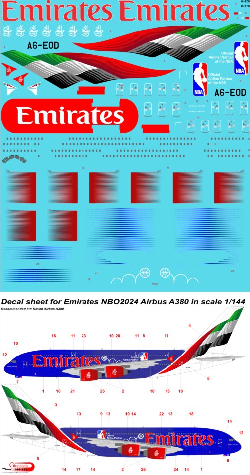  Emirates " NBA 2024 " Airbus A380
