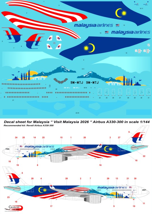  Malaysia Airlines " Visit Malaysia 2026 " Airbus A330-300