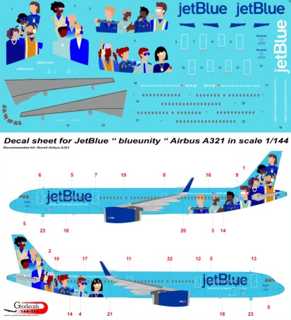 JetBlue " BlueUnity "  Airbus A321neo in scale 1/144