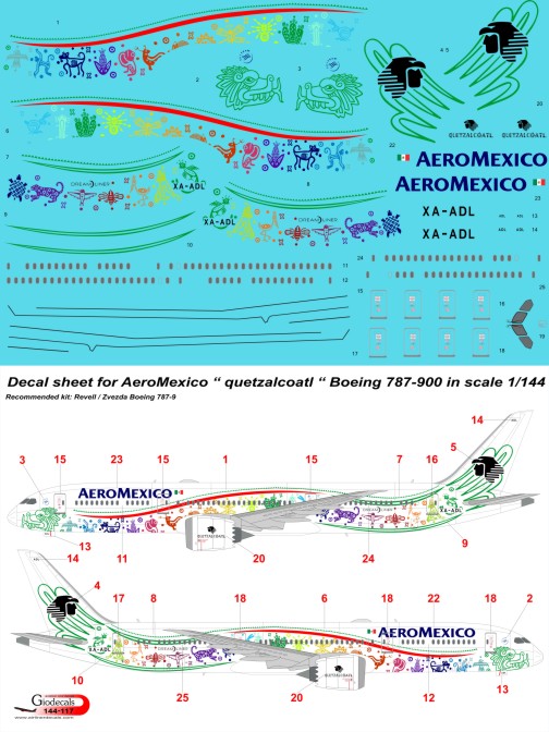 AeroMexico " quetzalcoatl " Boeing 787-9 in scale 1/144