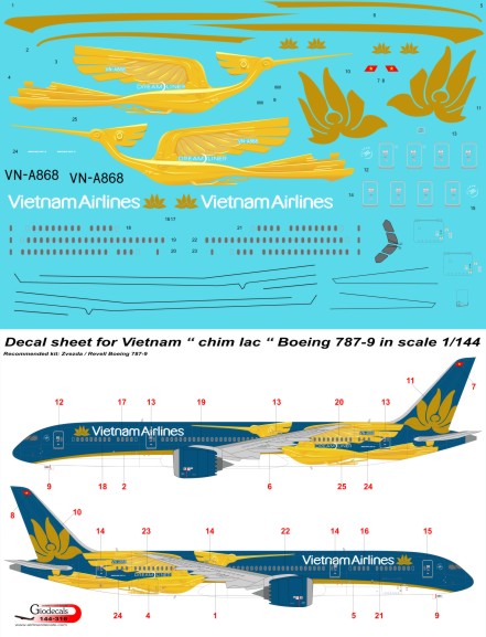  Vietnam Airlines " chim lac " Boeing 787-9 in scale 1/144