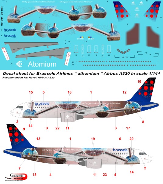  Brussels Airlines " athomium " Airbus A320 in scale 1/144