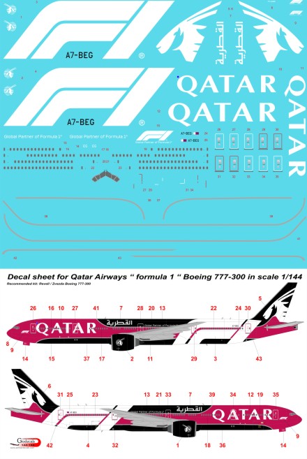 Qatar Airways " formula 1 " Boeing 777-300 