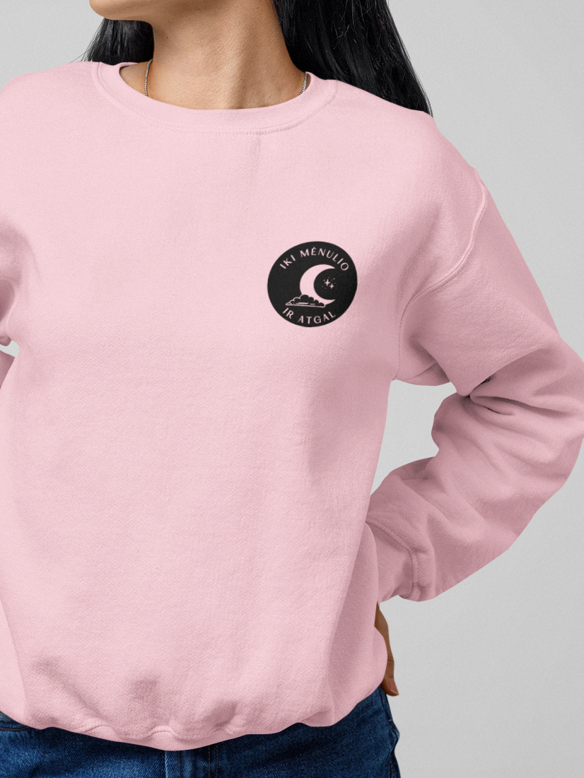 Unisex rožinis džemperis "Mėnulis. Iki mėnulio ir atgal"