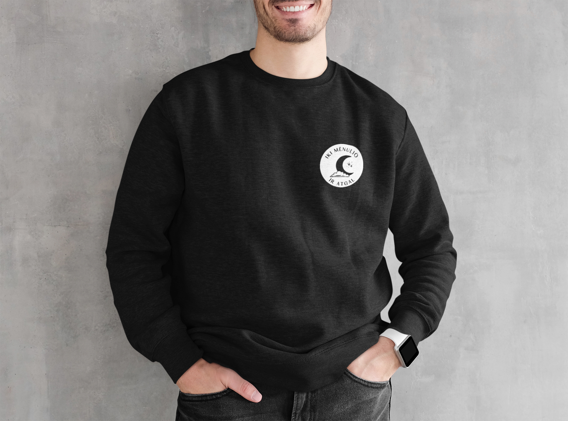 Unisex rožinis džemperis "Mėnulis. Iki mėnulio ir atgal"