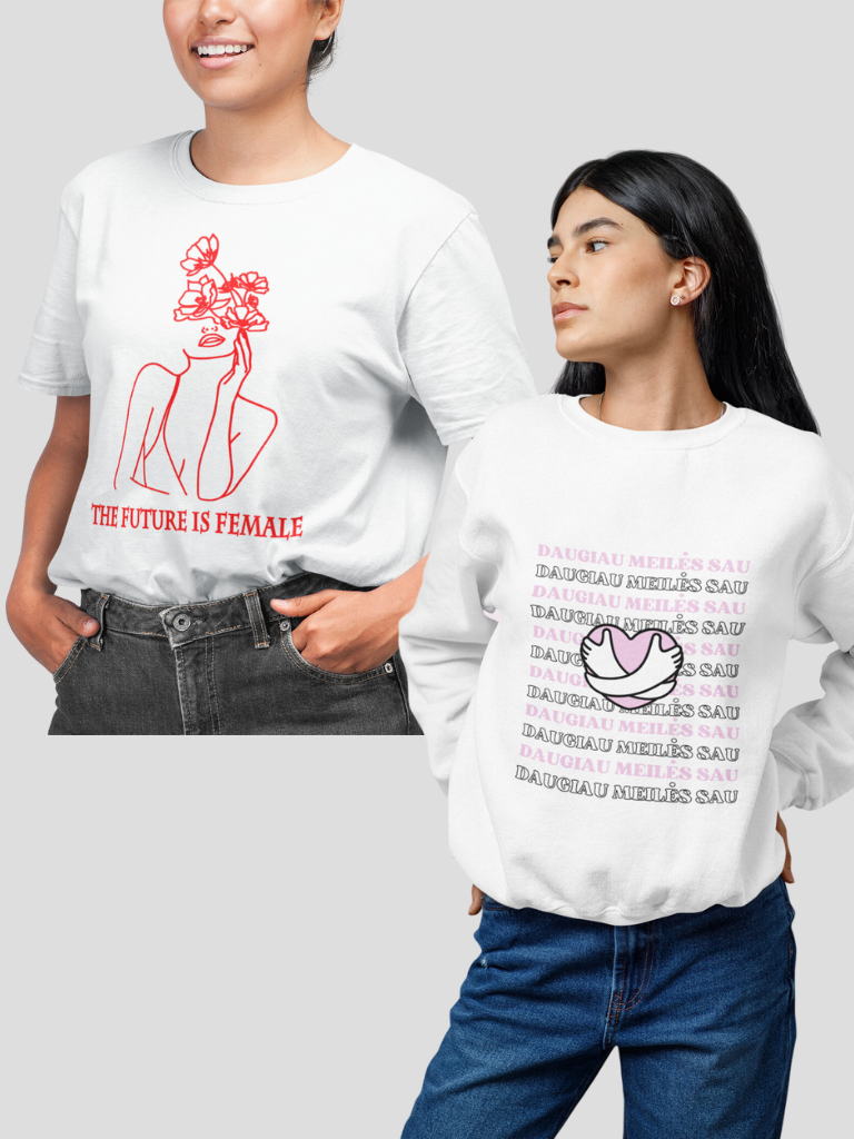 1+1 Marškinėliai "The future is female" ir Džemperis "Daugiau meilės sau"