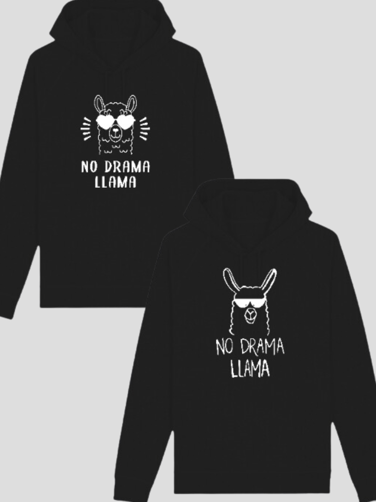 1+1 Moteriški džemperiai su gobtuvu "No drama llama"