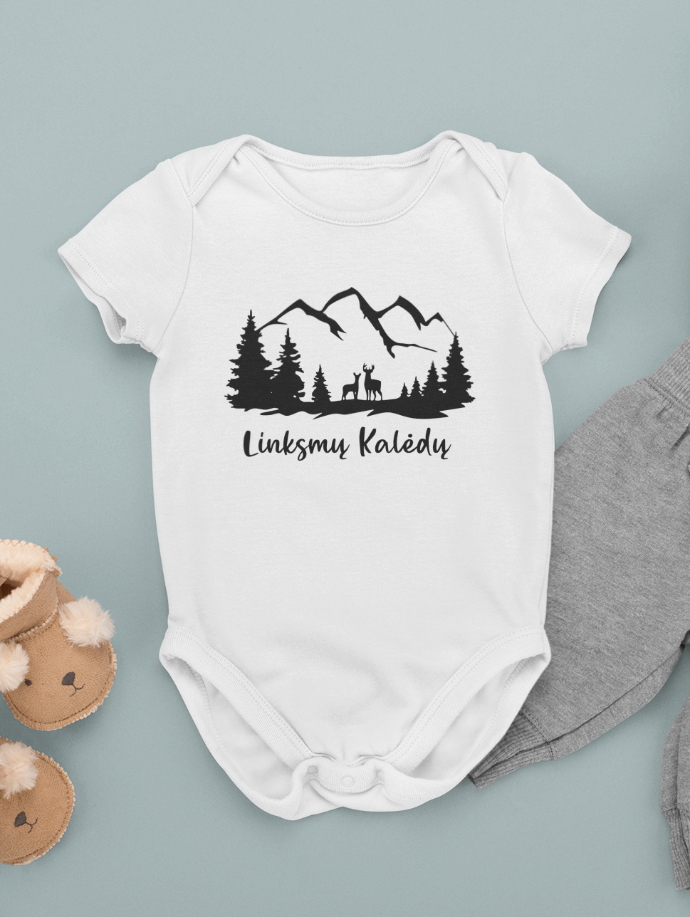 Baltas kalėdinis smėlinukas Miško peizažas