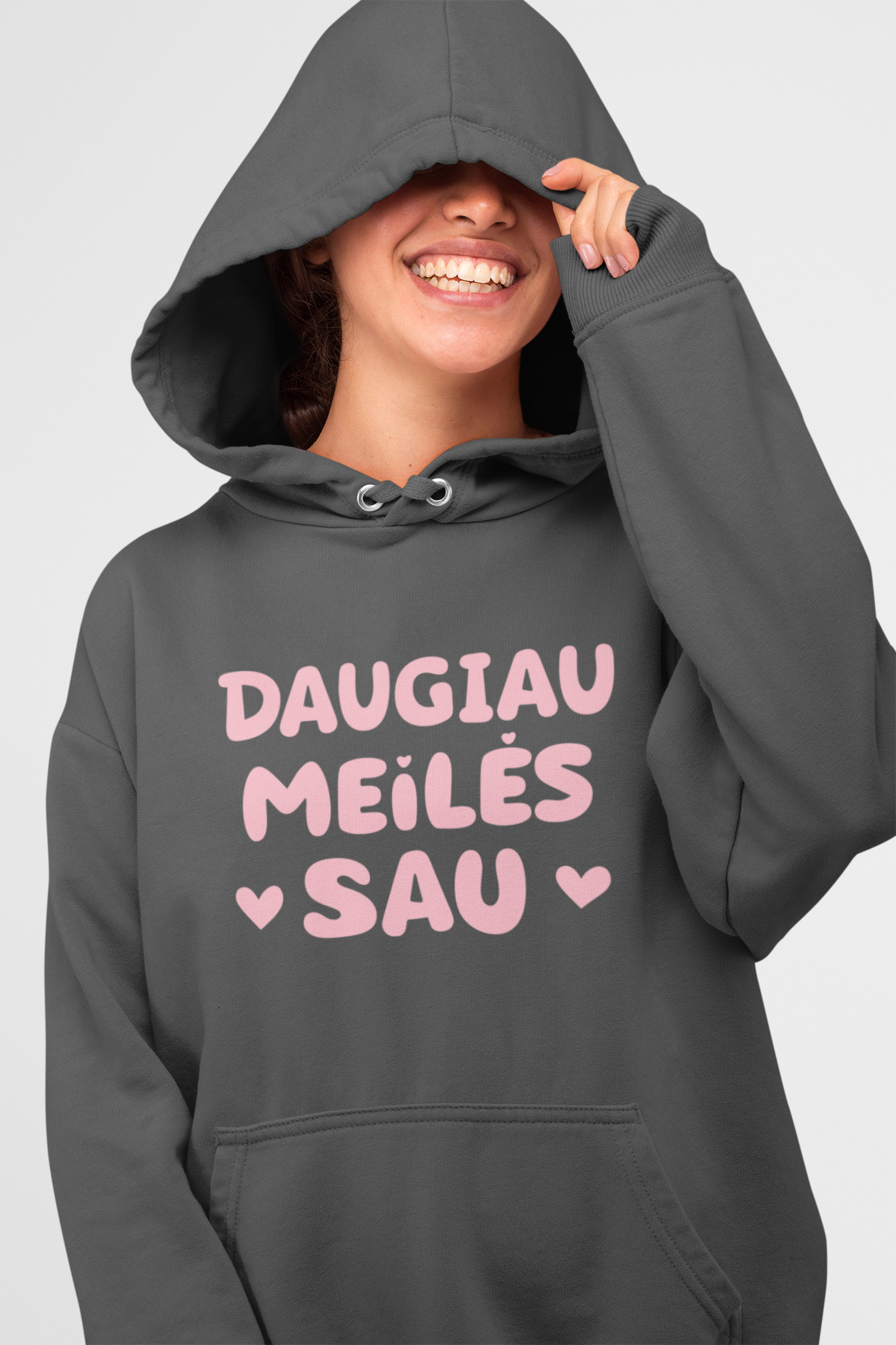 Džemperis "Daugiau meilės sau" (su gobtuvu)