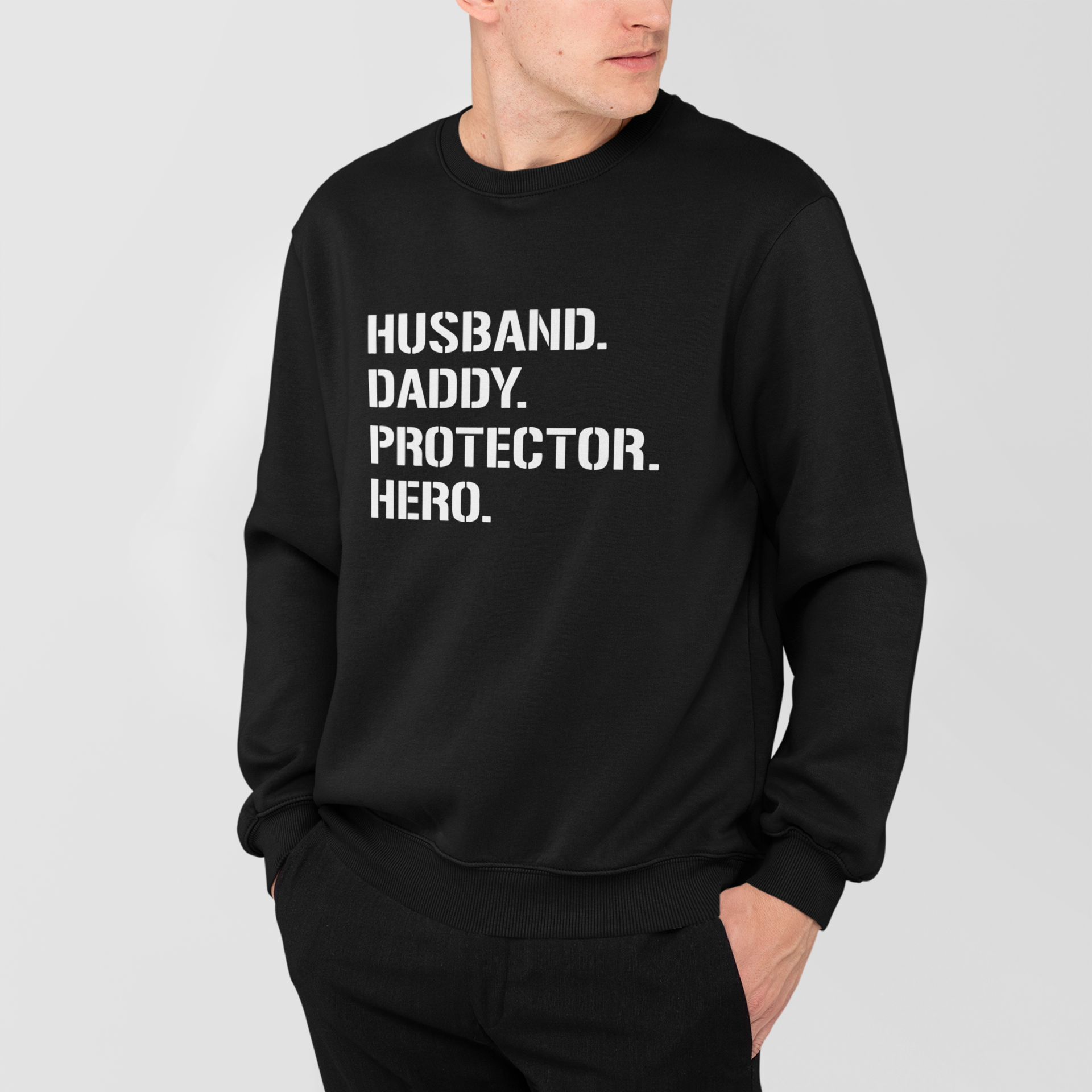 Džemperis "HUSBAND DADDY PROTECTOR HERO"