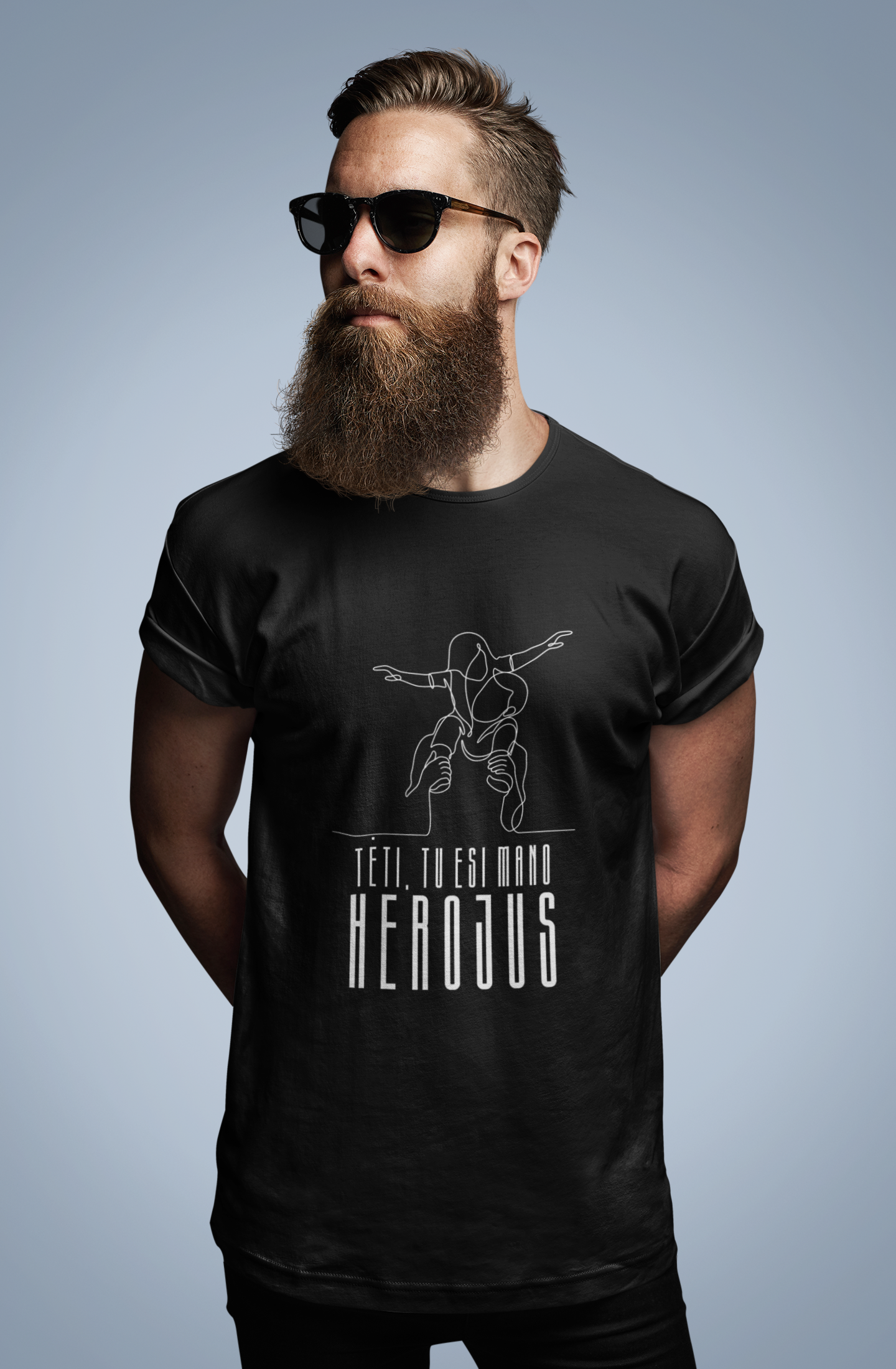 Marškinėliai "Tėti, tu mano herojus" (dukros iliustracija)