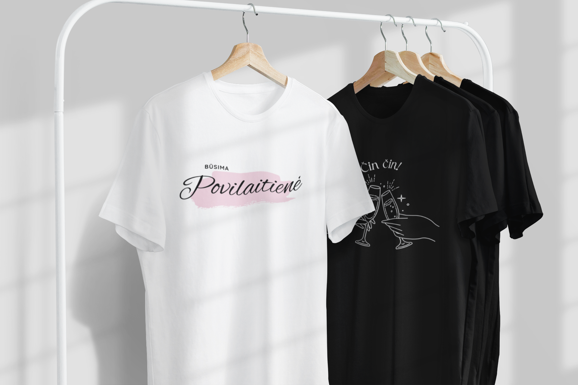 Mergvakario marškinėliai "Būsima *Povilaitienė* / ČIN ČIN!"