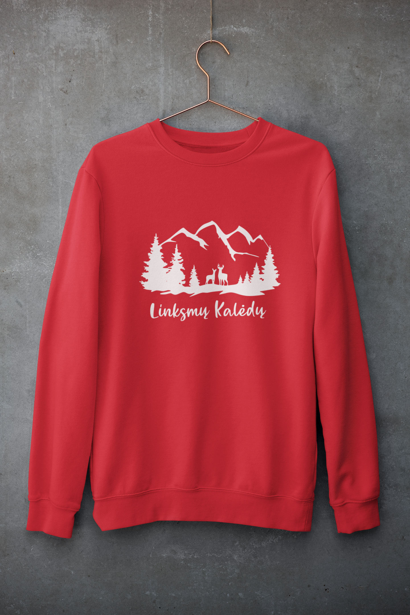 Unisex kalėdiniai džemperiai Miško peizažas