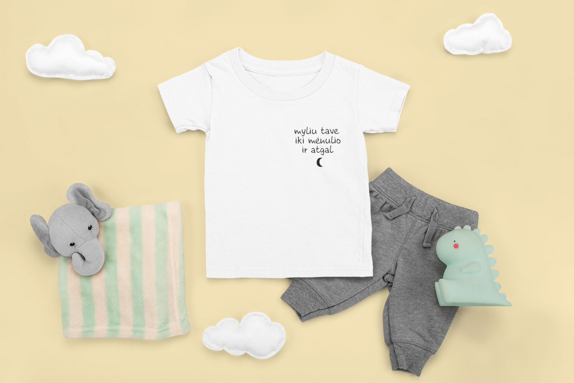 UNISEX vaikiški marškinėliai "Myliu tave iki mėnulio ir atgal"