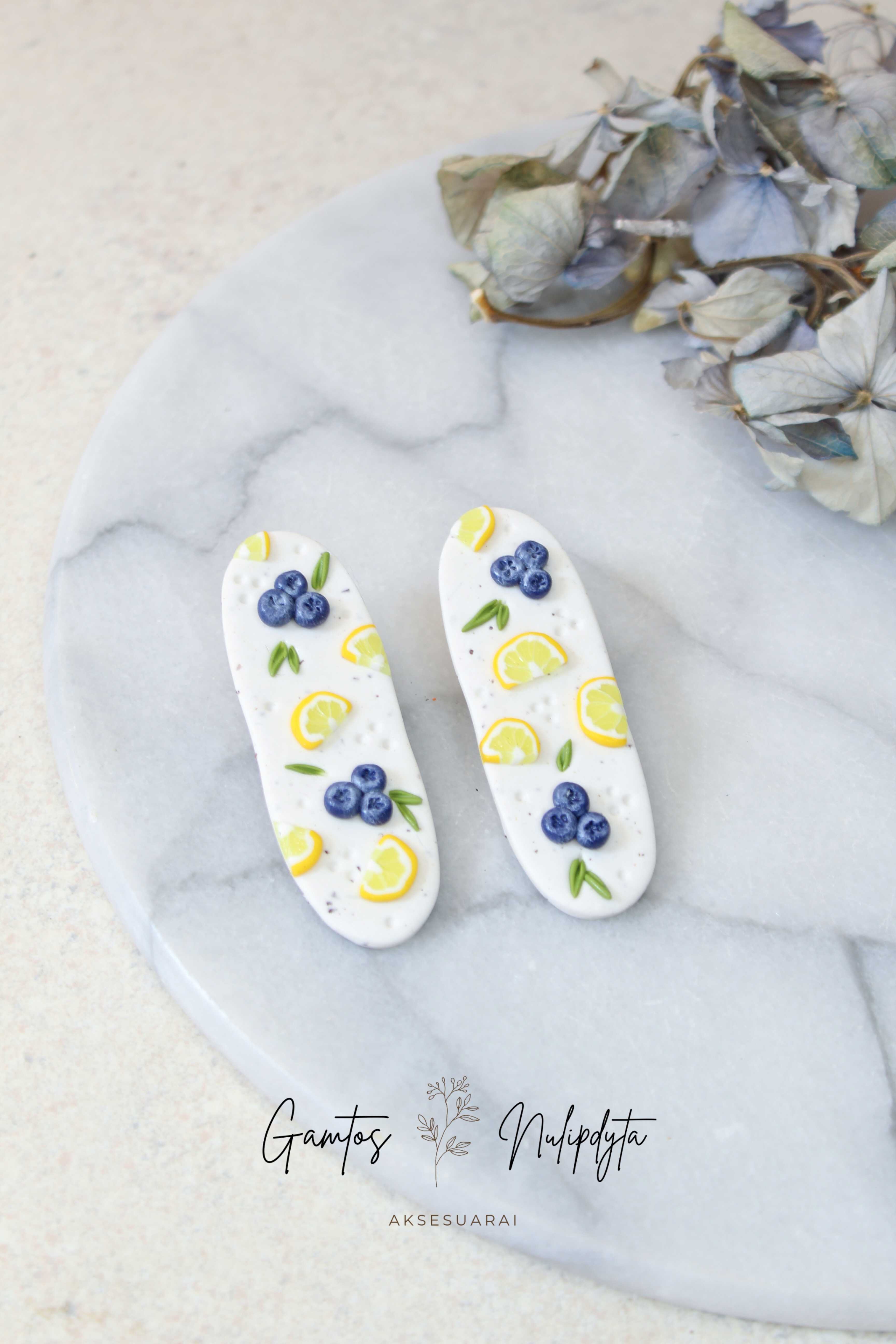 PLAUKŲ SEGTUKAI "CITRINOS+MĖLYNĖS"