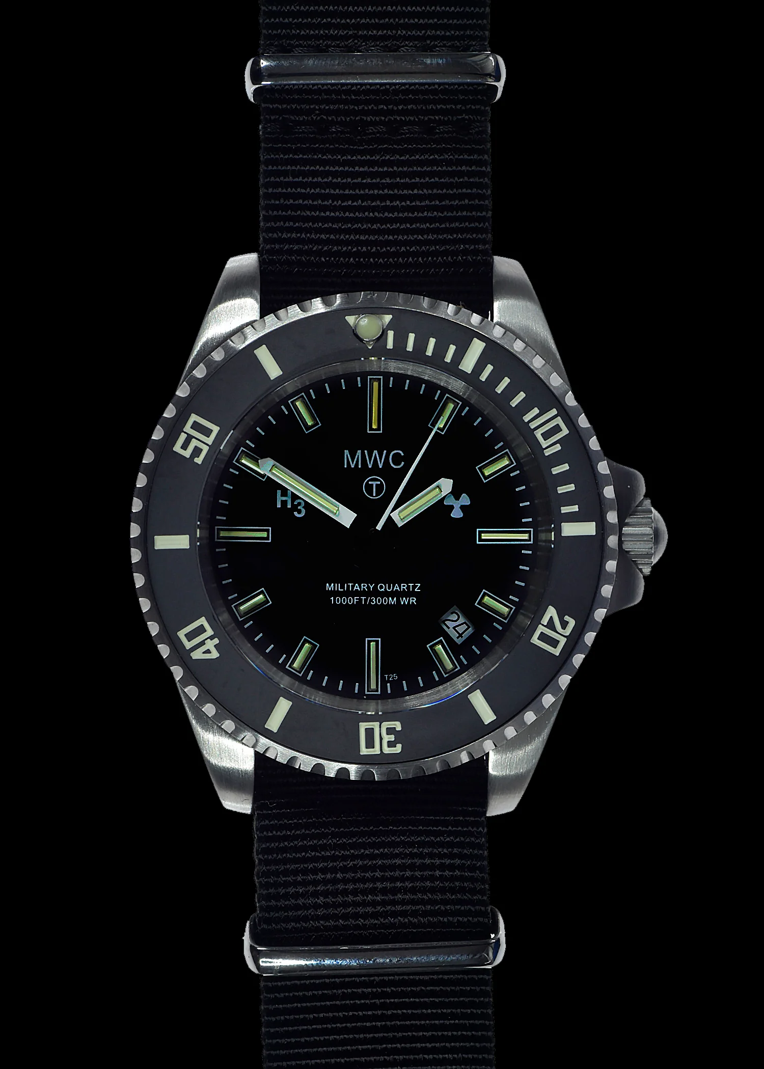 MWC 300m Stainless Steel Quartz Military Divers Watch with Tritium GTLS