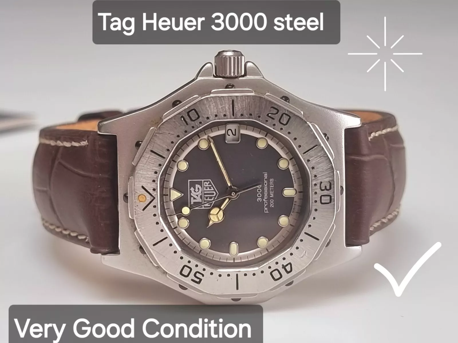 Tag Heuer 3000 Mid Size Watch Rare Steel Very Good Condition New Battery Papers