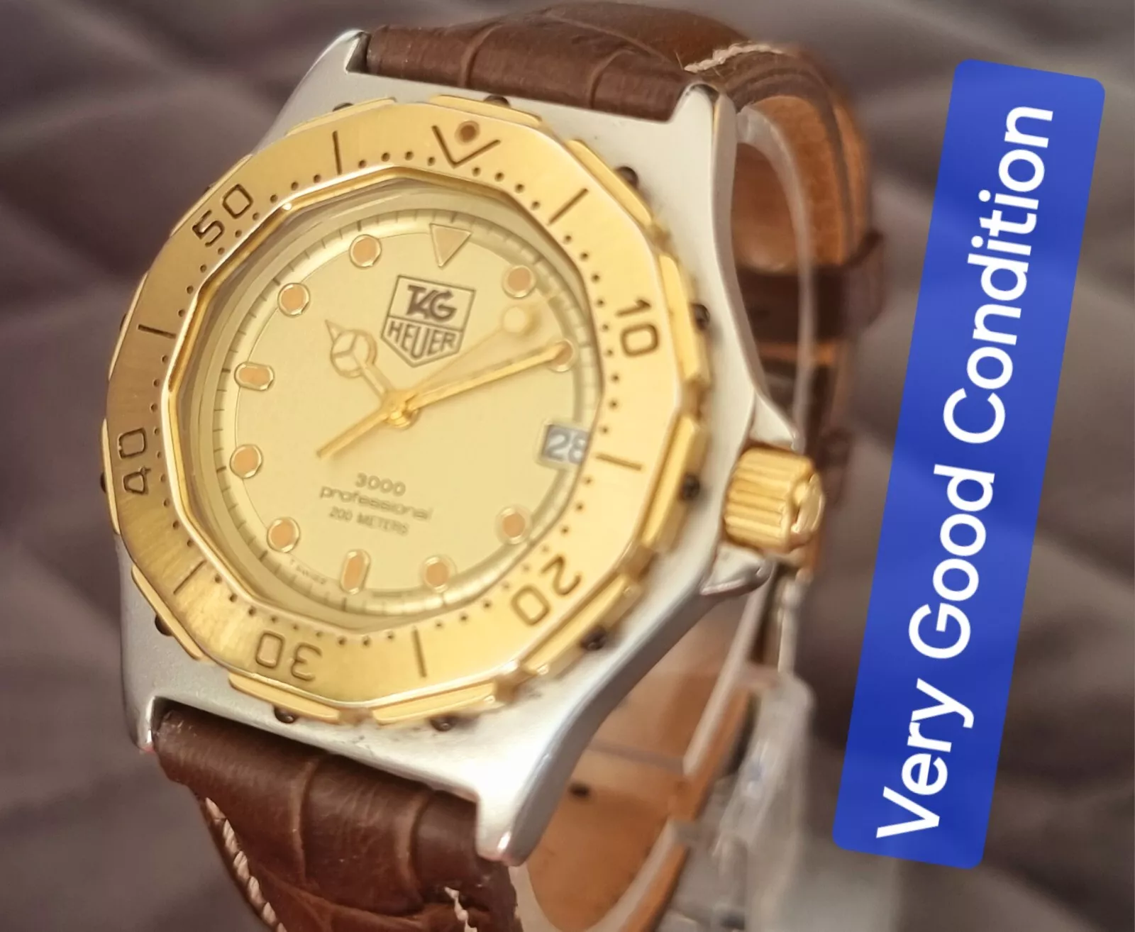 Tag Heuer 3000 Mid Size Watch Rare Steel Gold Pl Very Good Condition Serviced