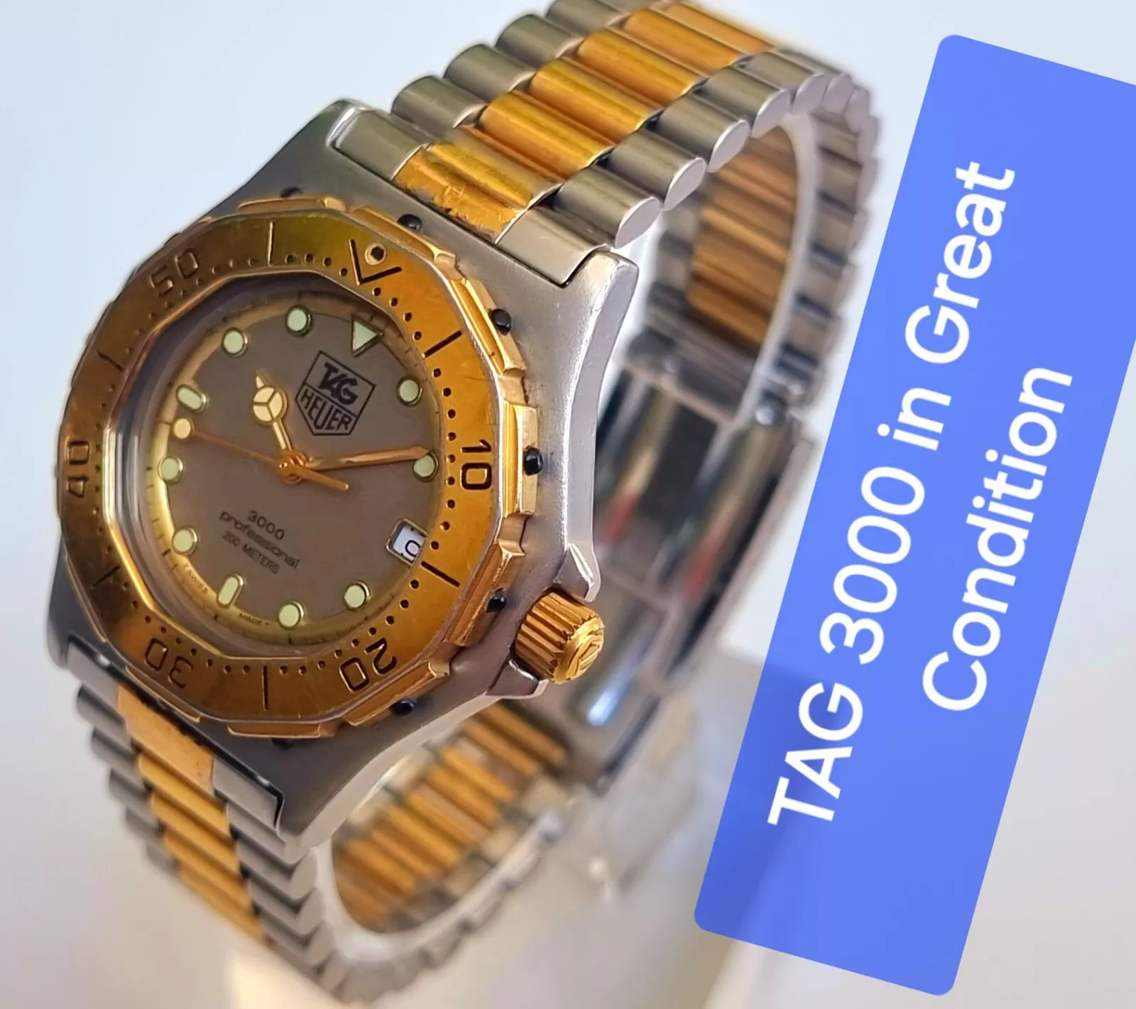 Tag Heuer 3000 Mid Size Watch Rare Steel Gold Pl Very Good Condition Serviced