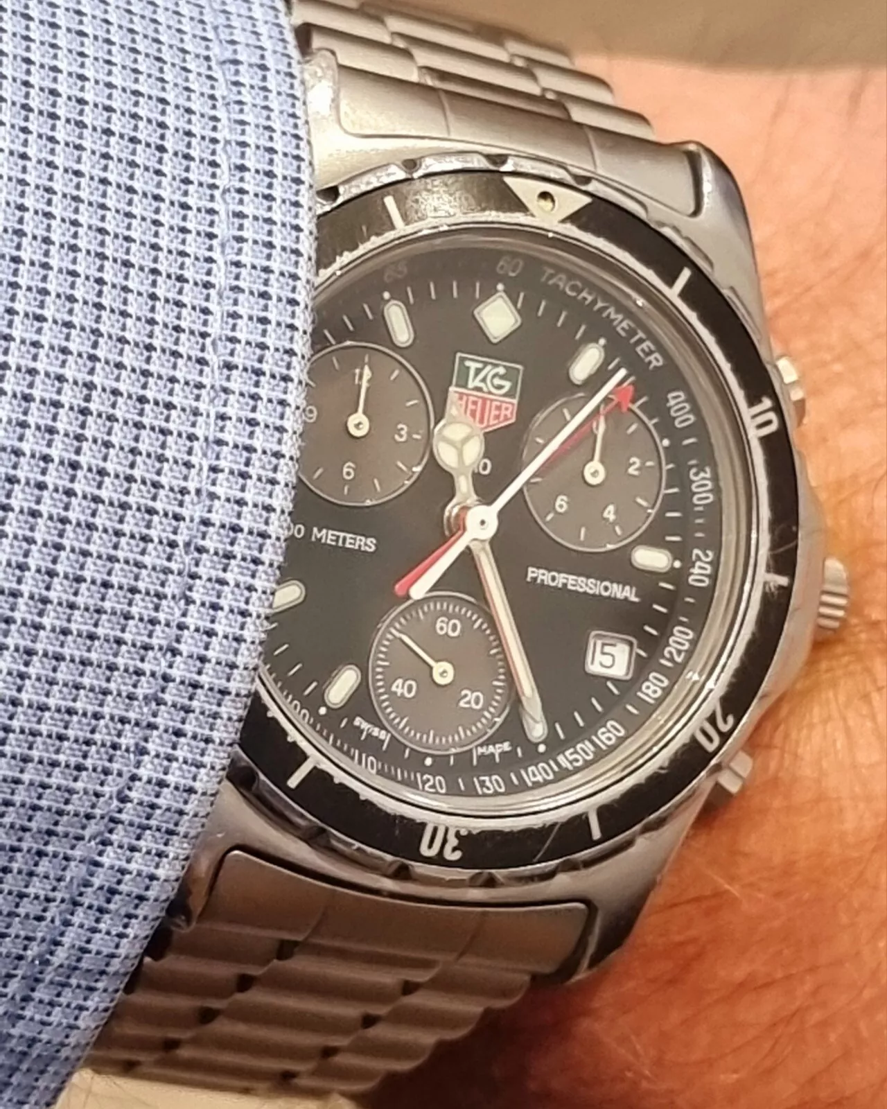 Tag Heuer Vintage Chronograph Black Dial Rare In Very Good Condition 570.206