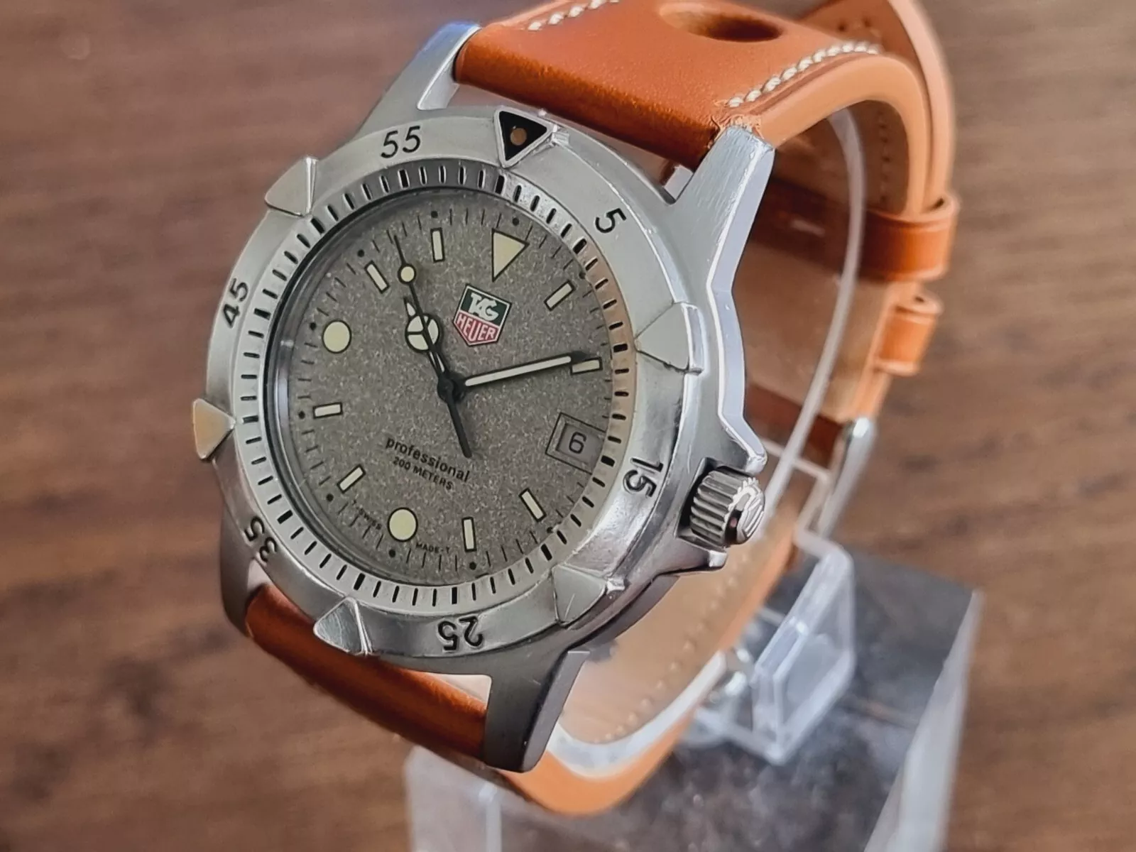 TAG HEUER 1500 Full Size Rare Very Good Condition New Strap New Glass