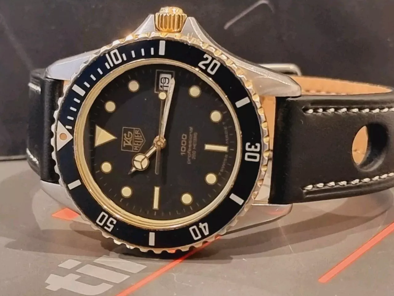 TAG Heuer 1000 Professional Very good Condition 980.020b Gold plated and steel