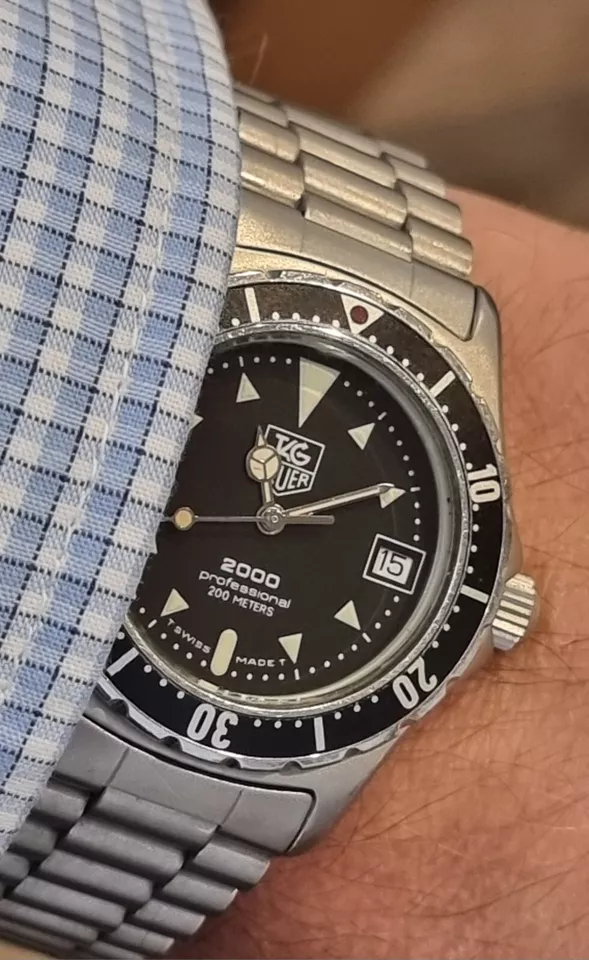 TAG HEUER 2000 Mid Size Rare 973.013b Black 2000 Logo On Dial MINT MINT