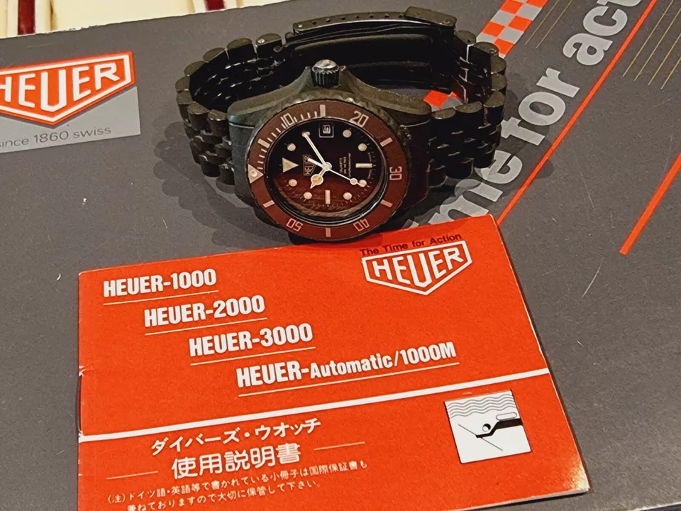 HEUER 1000 MODEL 981.015 RARE VERY GOOD CONDITION COLLECTIBLE ARMY OLIVE GREEN