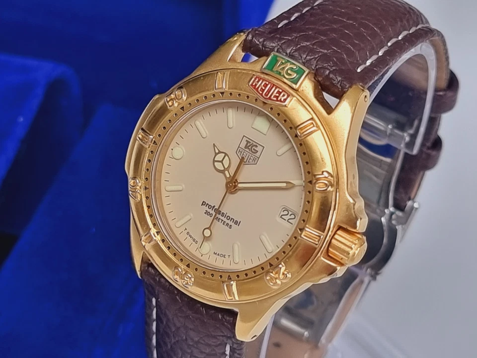 Tag heuer 4000 Mens Mid size Near Mint Condition RARE FULLY GOLD 18k Gold Plated