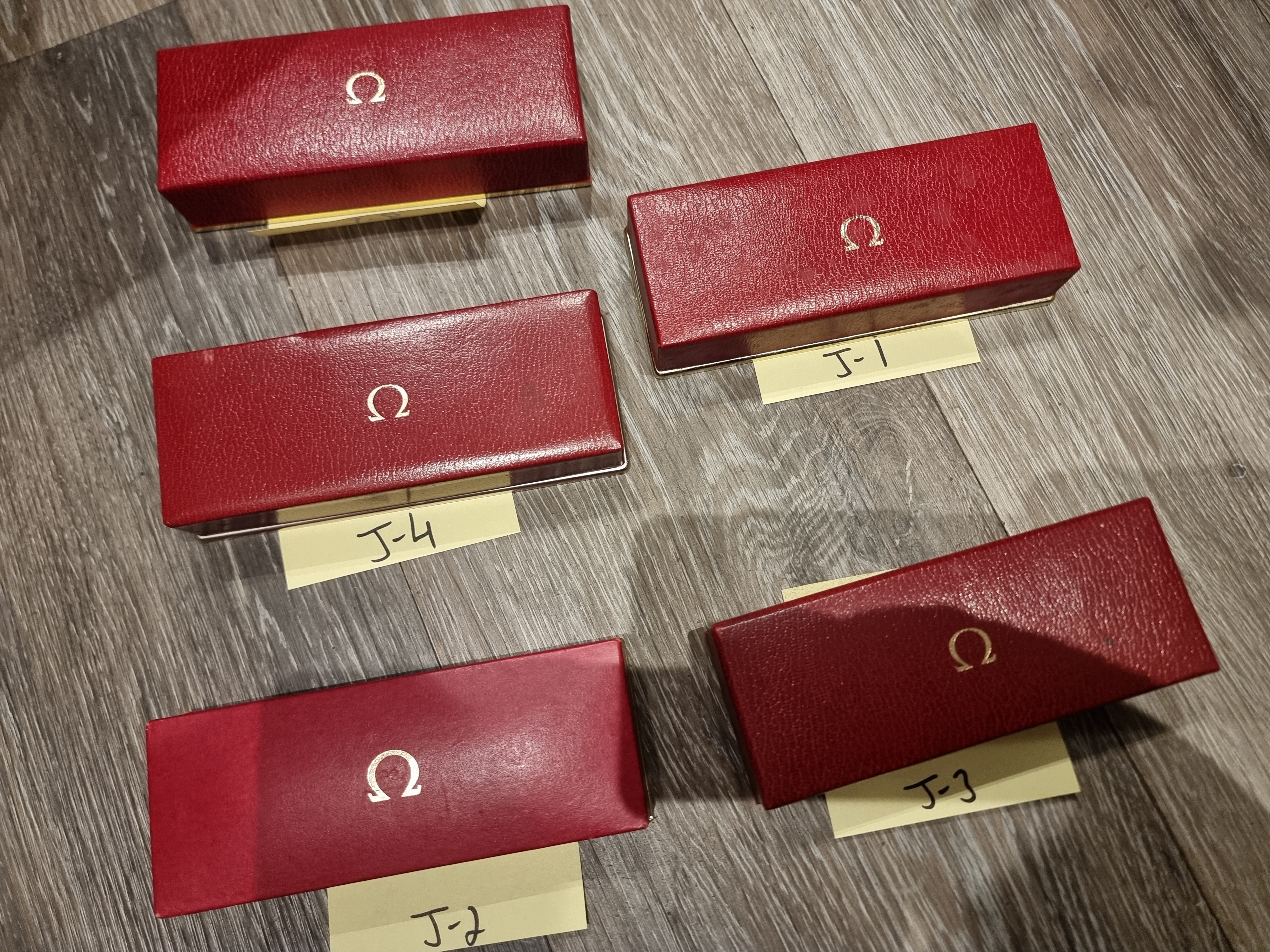5 vintage omega boxes 