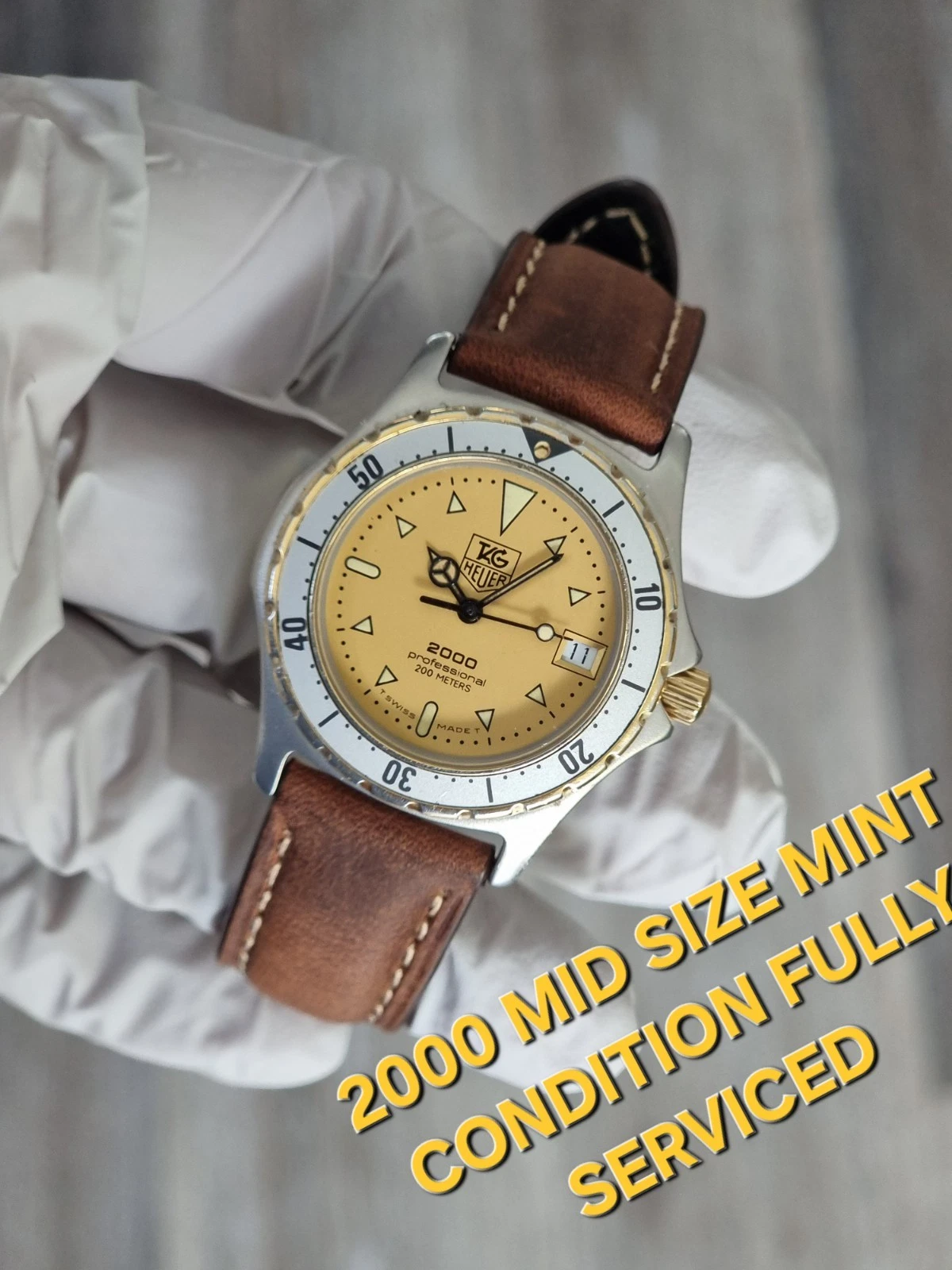 Tag Heuer 2000 Mid Size Gold Plated Steel MINT Rare 2000 Logo FULLY SERVICED