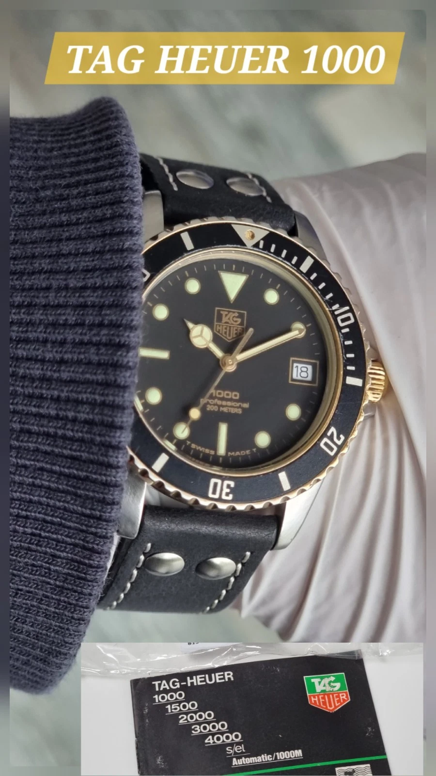 TAG HEUER 1000 Mens Dive Watch Very Rare In very Good Condition + Manual