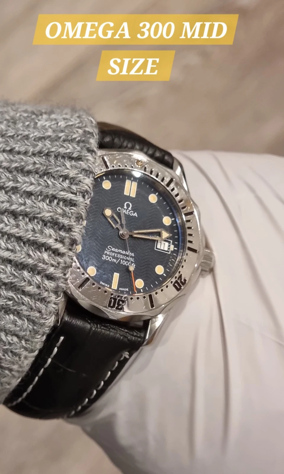 OMEGA Seamaster 300m Blue Wave Dial Quartz Mid size 36mm Gents Watch