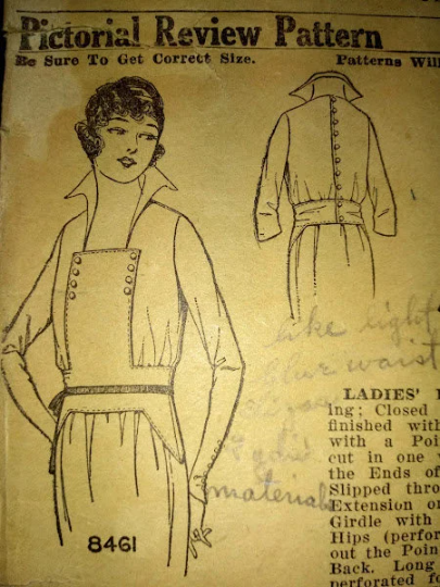 1910s Style Dramatic Wing Collar Button Back Blouse Custom Made in Your Size From a Vintage Pattern 1919