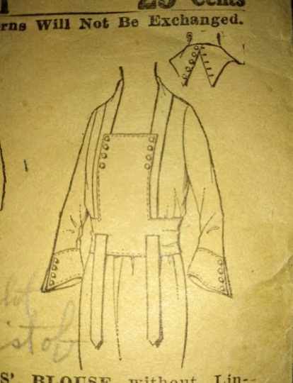 1910s Style Dramatic Wing Collar Button Back Blouse Custom Made in Your Size From a Vintage Pattern 1919
