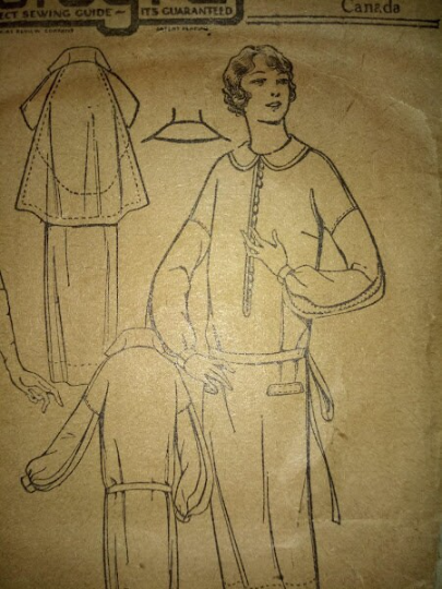 1920s Style Downton Abbey Kimono Tunic Dress with V Neck or Peter Pan Collar and Cape Custom Made in Your SIze from a Vintage Pattern 1923