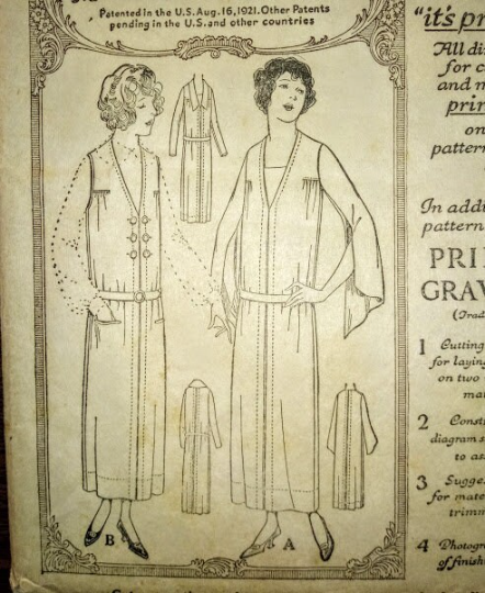 1920s Style Downton Abbey Deep V Neck Tunic Dress with Long Dramatic Pointed Sleeves Custom Made in Your SIze from a Vintage Pattern 1922