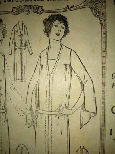 1920s Style Downton Abbey Deep V Neck Tunic Dress with Long Dramatic Pointed Sleeves Custom Made in Your SIze from a Vintage Pattern 1922