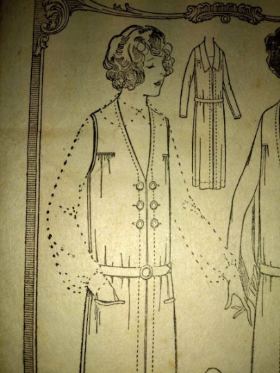 1920s Style Downton Abbey Deep V Neck Tunic Dress with Long Dramatic Pointed Sleeves Custom Made in Your SIze from a Vintage Pattern 1922