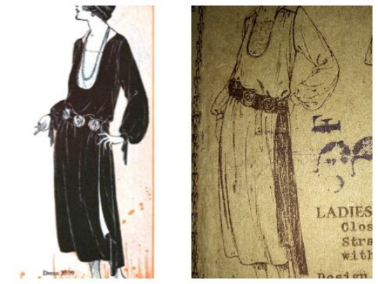 Early 1920s Style Round Plunge Neck Drop Waist Dress with Bishop Sleeves Custom Made in Your Size From a Vintage Pattern 1922