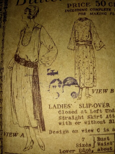 Early 1920s Style Round Plunge Neck Drop Waist Dress with Bishop Sleeves Custom Made in Your Size From a Vintage Pattern 1922