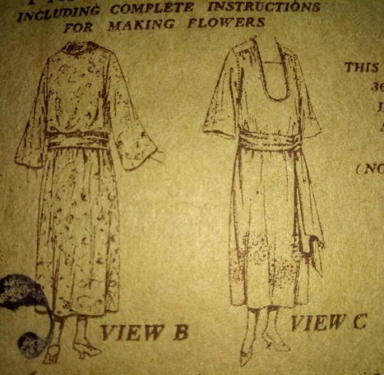 Early 1920s Style Round Plunge Neck Drop Waist Dress with Bishop Sleeves Custom Made in Your Size From a Vintage Pattern 1922