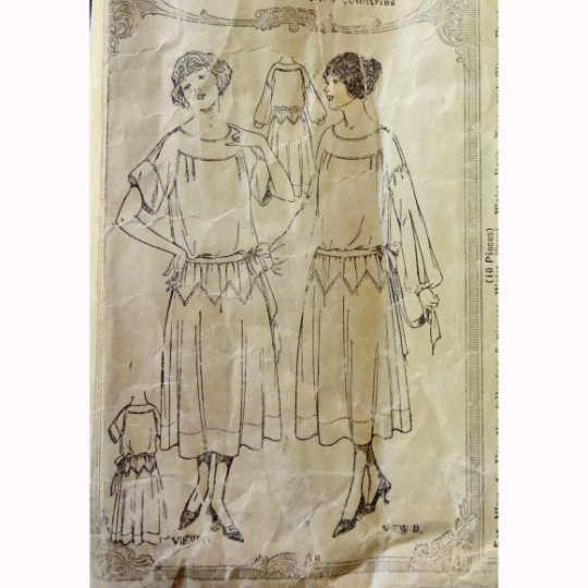 Early 1920s Style Raglan Sleeve Day Dress with Jagged Skirt Detail Custom Made in Your Size From a Vintage Pattern 1922