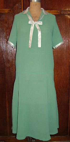 1920s Style Tie Neck Drop Waist Full Skirt Dress Custom Made in Your Size From a Vintage Pattern 1926